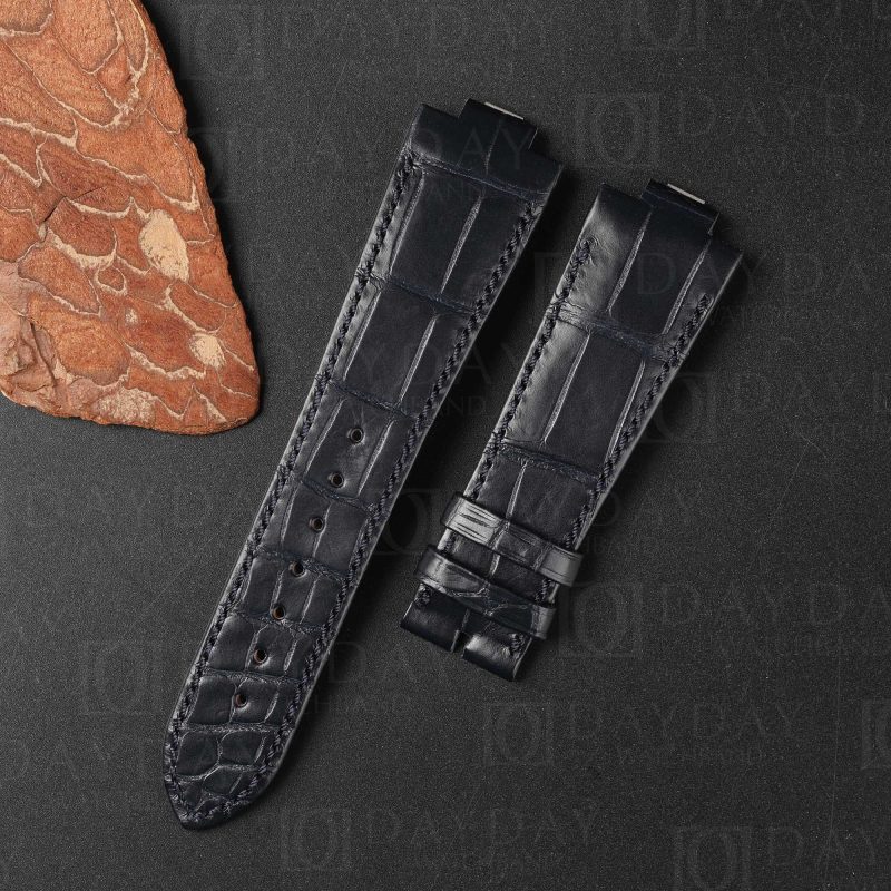 Buy Custom Black best alligator leather watch bands replacement for Ulysse Nardin Marine for sale (5)