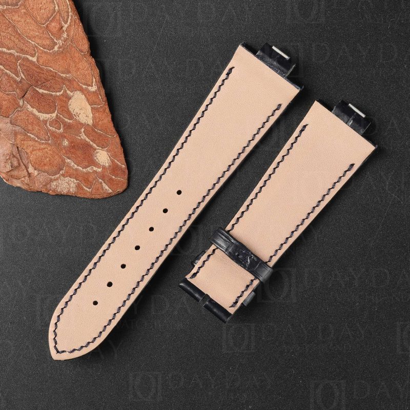 Buy Custom Black best alligator leather watch bands replacement for Ulysse Nardin Marine for sale (6)