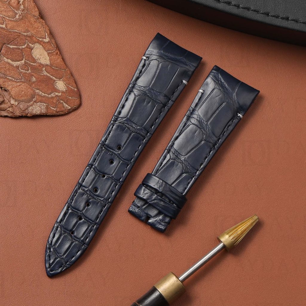 Buy Custom handmade genuine Dark Blue alligator leather Ulysse Nardin GMT Perpetual Calendar watch strap and bracelet replacement 18mm (1)