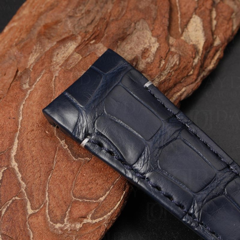 Buy Custom handmade genuine Dark Blue alligator leather Ulysse Nardin GMT Perpetual Calendar watch strap and bracelet replacement 18mm (2)