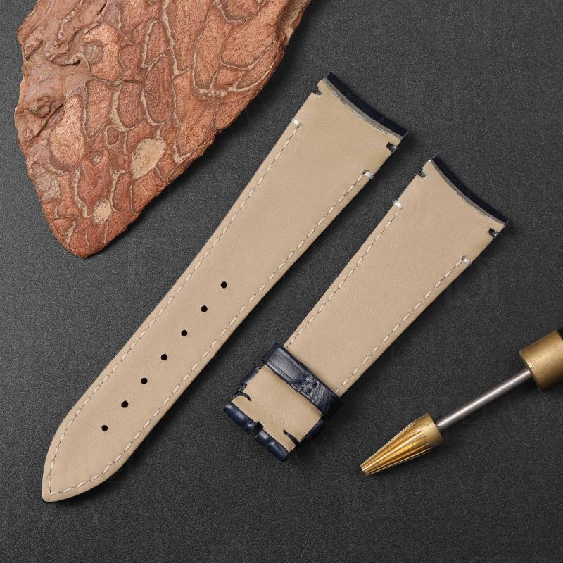 Buy Custom handmade genuine Dark Blue alligator leather Ulysse Nardin GMT Perpetual Calendar watch strap and bracelet replacement 18mm (4)