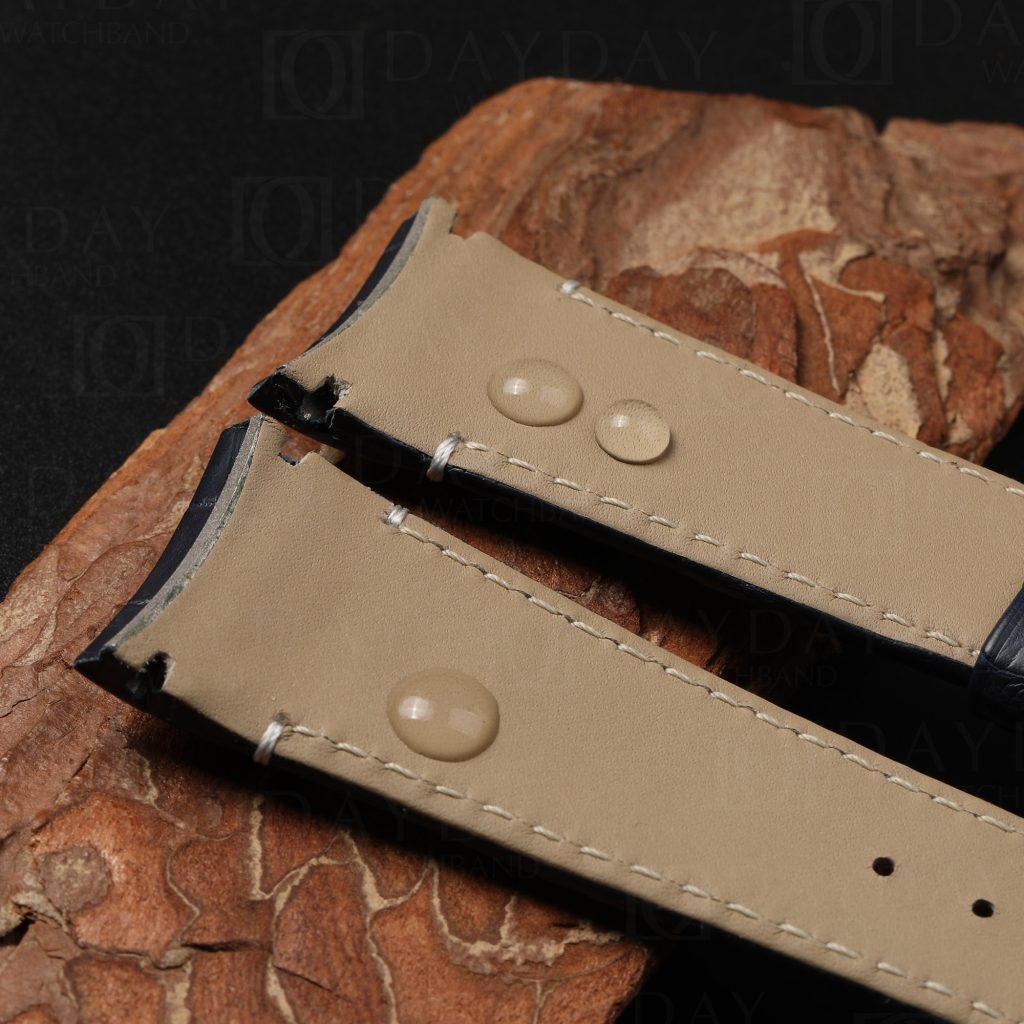 Buy Custom handmade genuine Dark Blue alligator leather Ulysse Nardin GMT Perpetual Calendar watch strap and bracelet replacement 18mm (5)