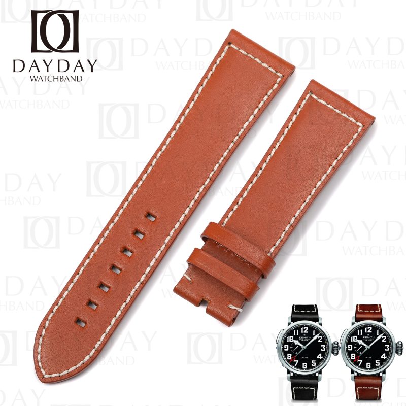 Buy Custom red brown handmade calfskin leather Zenith watch strap and bracelet replacement for Zenith Big Pilots Watch (1)