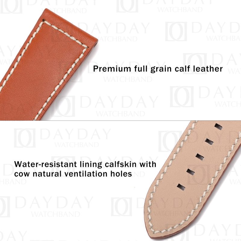Buy Custom red brown handmade calfskin leather Zenith watch strap and bracelet replacement for Zenith Big Pilots Watch (3)