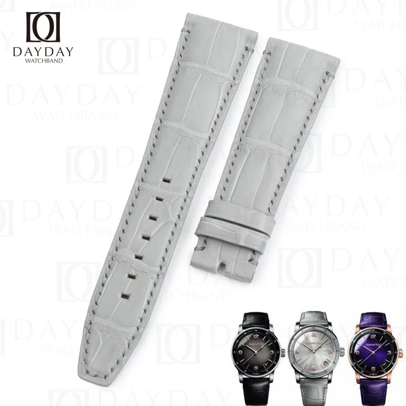 Buy bespoke Grey genuine alligator leather Audemars Piguet flat end strap for AP Code 11.59, Remaster 01