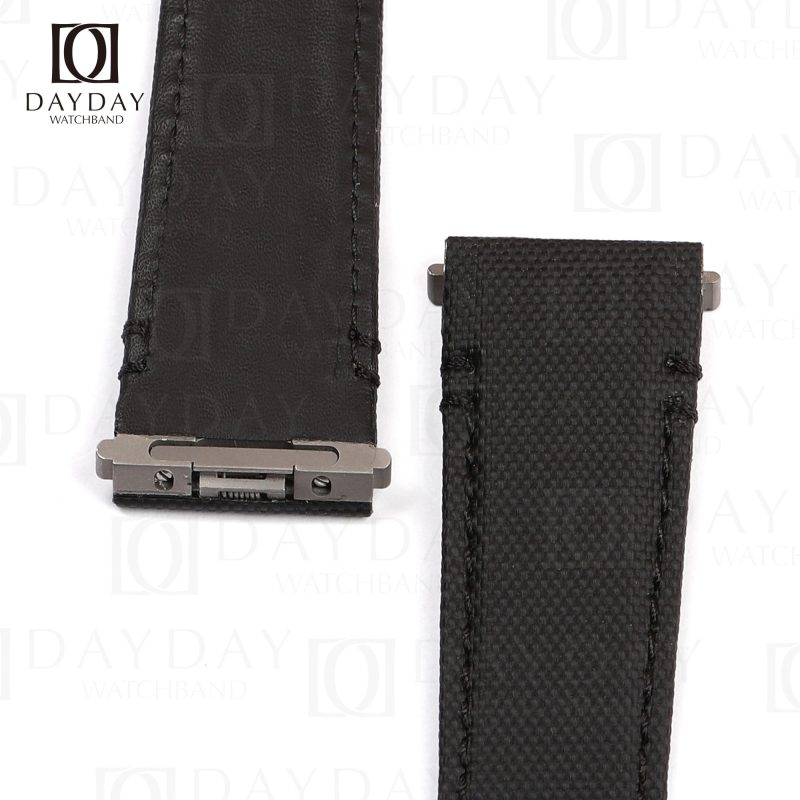 Buy bespoke black Canvas quickswitch Cartier Santos watch strap for Santos de Cartier Small, Medium, Large for sale (2)