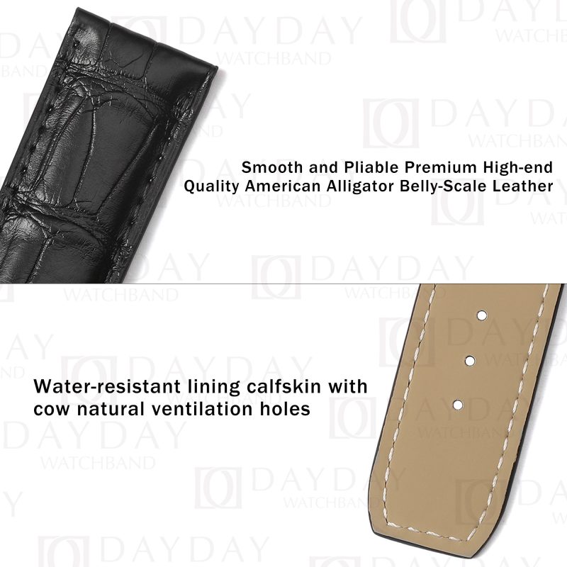 Buy black best American alligator leather Baume and Mercier watch strap replacement for Baume & Mercier Crestmark 8688 8592 luxury watches (3)