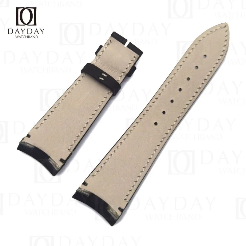 Buy black genuine calfskin leather Breguet Type XXI bands replacment for sale at discount price (2)