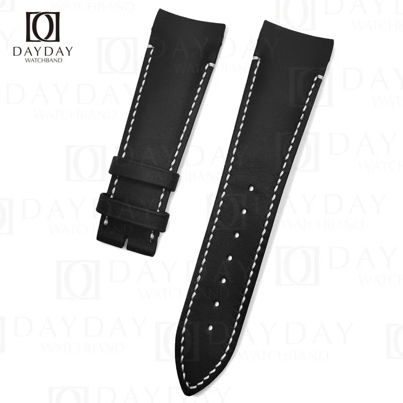 Buy black genuine calfskin leather Breguet Type XXI strap for sale at discount price