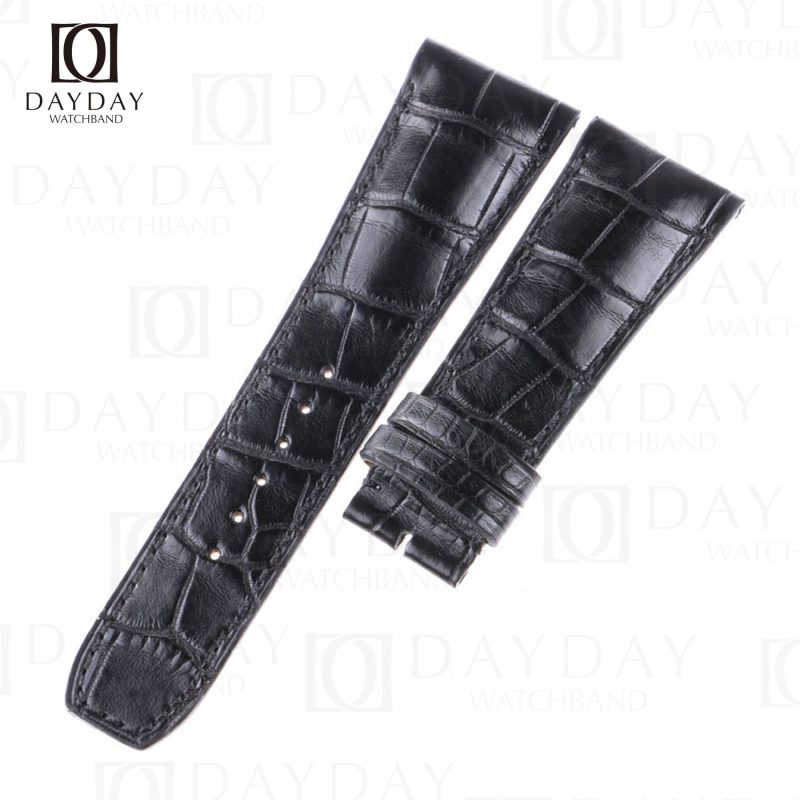 Buy black genuine croco leather Baume Mercier replacement strap at low price