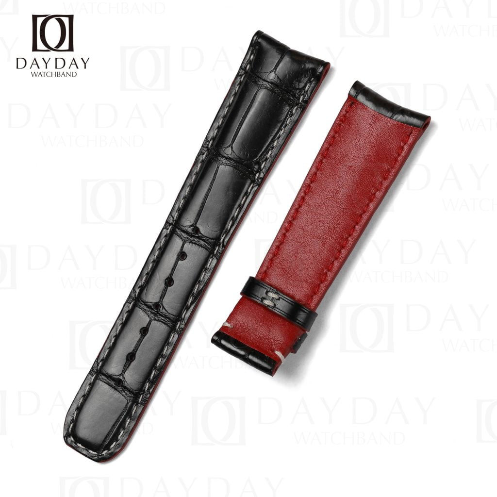 Buy black genuine croco leather Baume and Mercier replacement strap at low price
