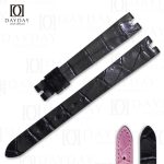 Buy black real best croco leather luxury watch bands replacement for Chopard Happy Diamond