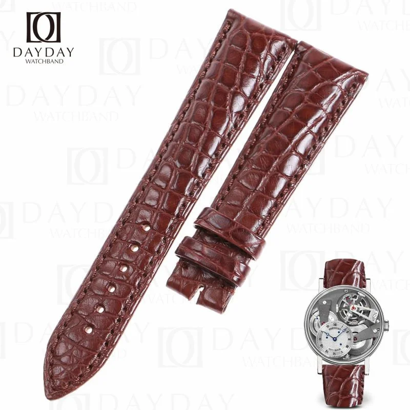 Buy brown Round-scale genuine alligator leather Breguet watch straps for Breguet la Tradition