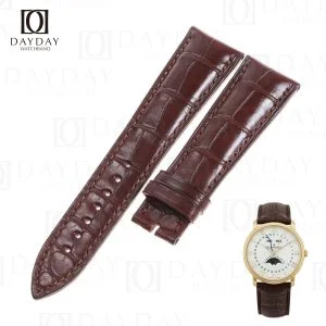 Buy brown best alligator leather Blancpain Villeret Chronograph watch bands replacement for sale