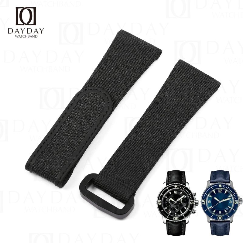 Buy custom Sailcloth velcro watch strap replacement for Blancpain Fifty Fathoms BathyscapheBarakuda