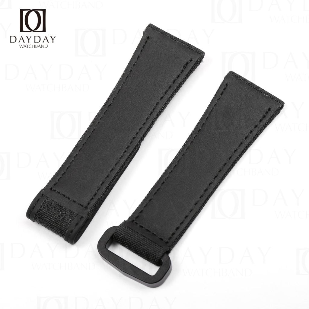 Buy custom black Sailcloth velcro watch strap replacement for Blancpain Fifty Fathoms BathyscapheBarakuda