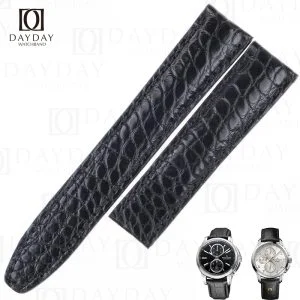 Buy custom black croco leather Maurice Lacroix replacement watch bands 20mm for Maurice Lacroix Pontos