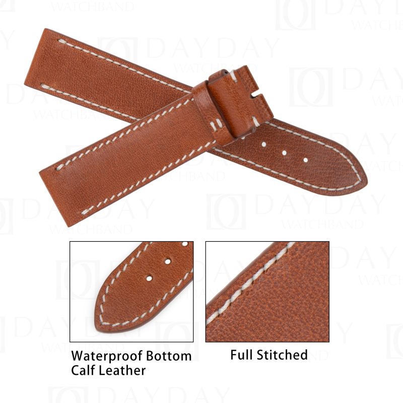 Buy custom brown calfskin watch strap replacement 20mm for Rolex Sky-Dweller, Datejust, Day-date, Oyster Perpetual