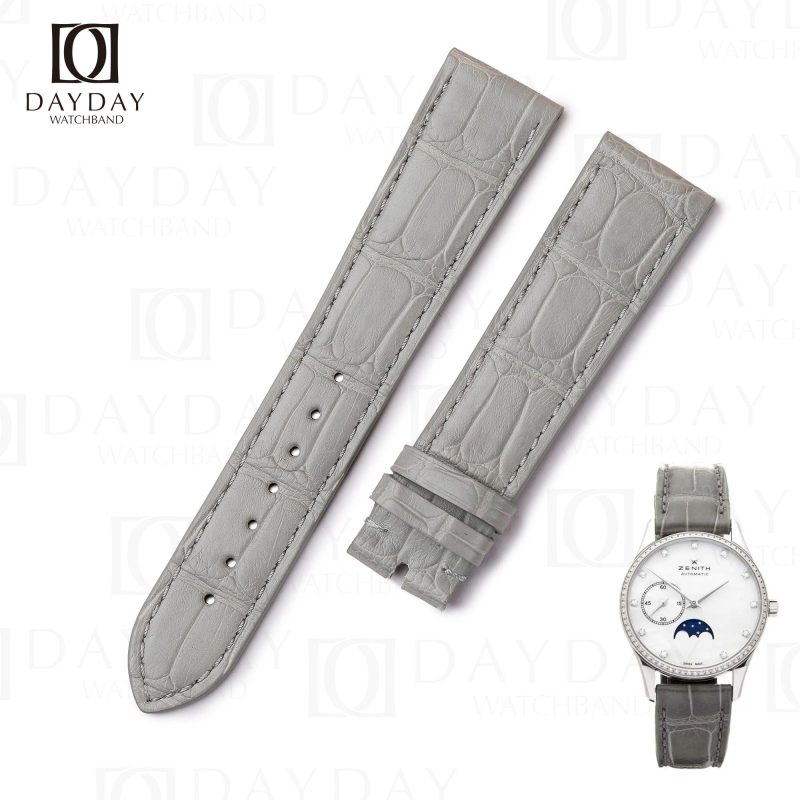 Buy custom grey best alligator leather Zenith watch straps and bracelets replacement for Zenith EL Primero