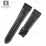 Buy custom luxury Black alligator leather watch strap replacement for Girard Perregaux VINTAGE 1945 watch white stitching