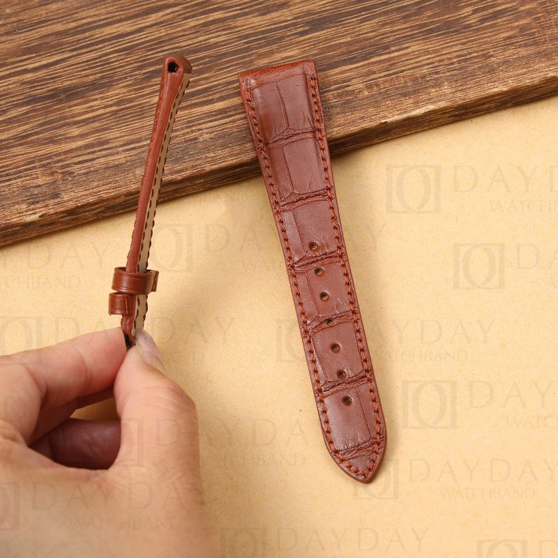 Buy custom luxury alligator Brown leather watch strap replacement for Girard Perregaux VINTAGE 1945 watch (2)