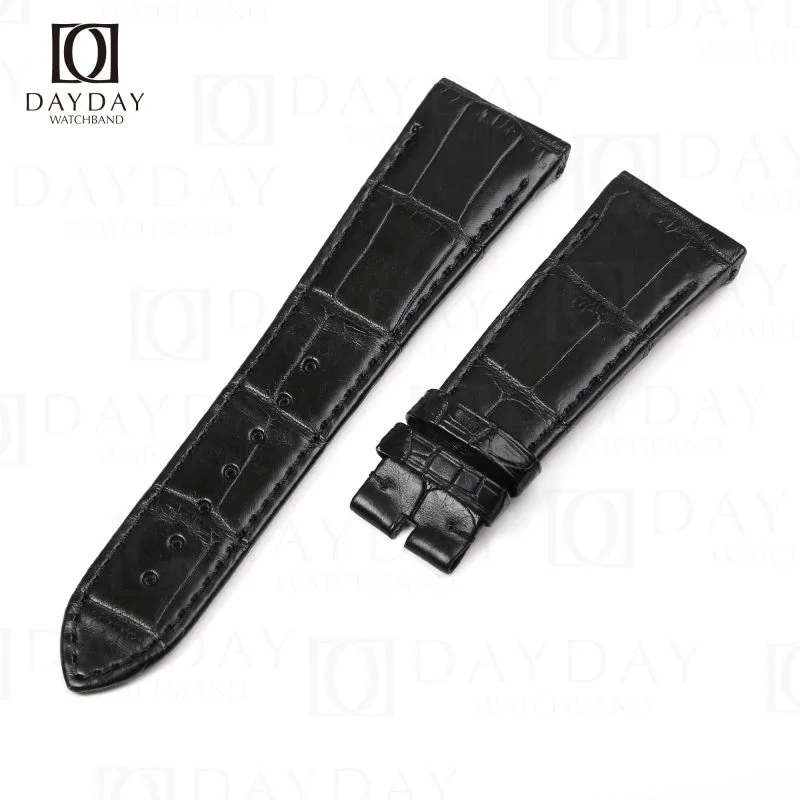 Buy custom luxury Black alligator leather watch strap replacement for Girard Perregaux VINTAGE 1945 watch (2)