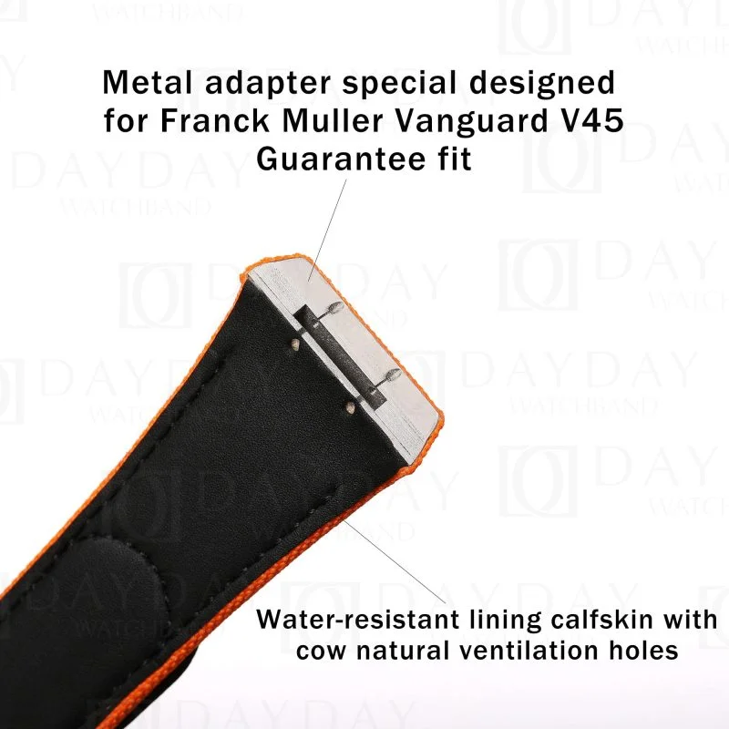 Buy custom orange canvas velcro watch strap band replacement for Franck Muller FM Vanguard V45 V41 V32 at discount price