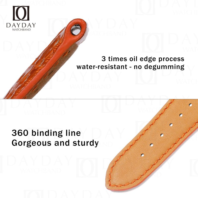 Buy custom orange real croco leather watch bands replacement for Roger Dubuis Golden Square Daydaywatchband
