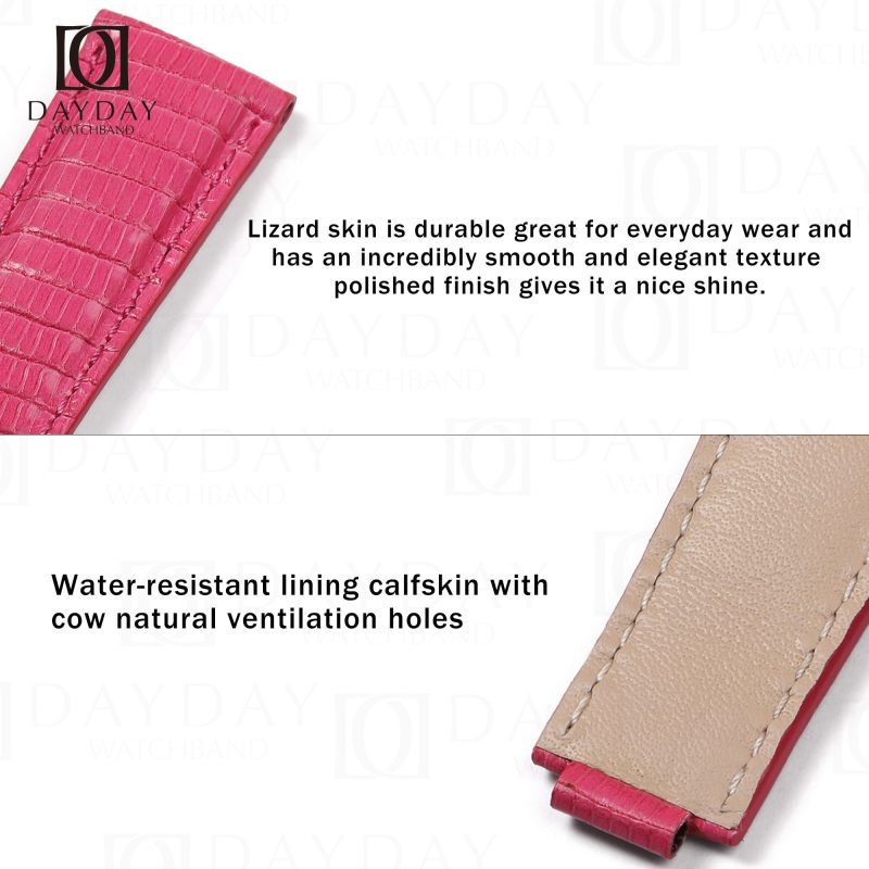 Buy custom pink beautiful lizard leather watch belt replacement for Rolex Daytona 20mm men womens watch Daydaywatchband