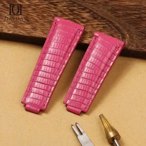 Buy custom pink elegant lizard leather watch band replacement for Rolex Daytona 20mm men womens watch Daydaywatchband