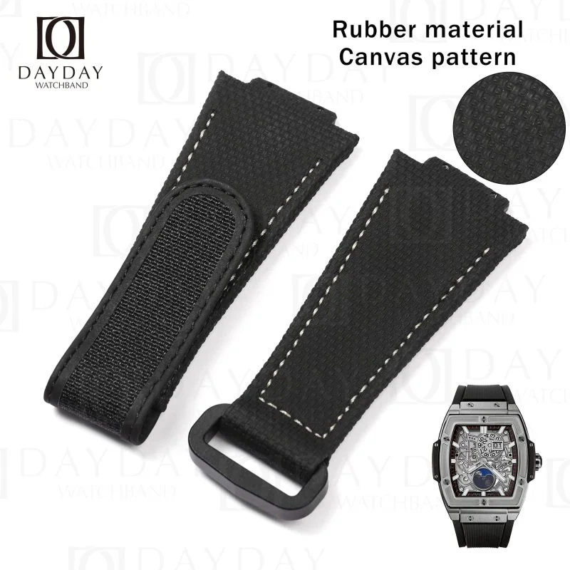 Buy durable handmade velcro rubber with canvas pattern Hublot Big Bang watch band for sale