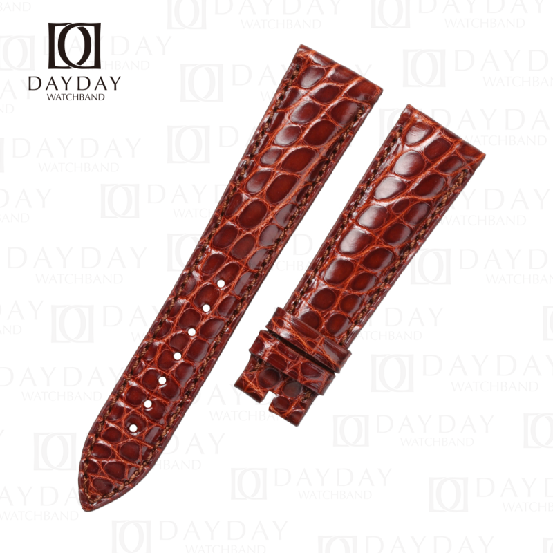 Custom Brown Round scale alligator leather watch band for Breguet Tradition