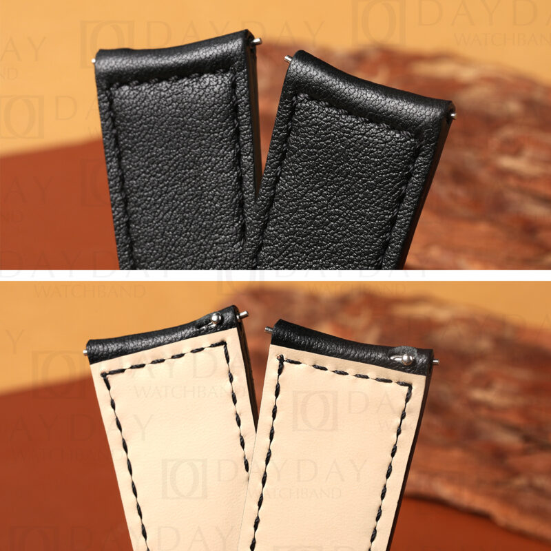 Custom Curved-End Leather Strap for JLC with Tool-Free Quick-Release Spring Bars