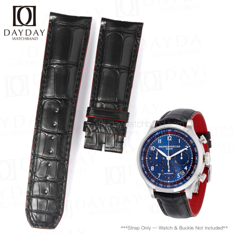 Custom alligator watch strap replacement for baume and mercier