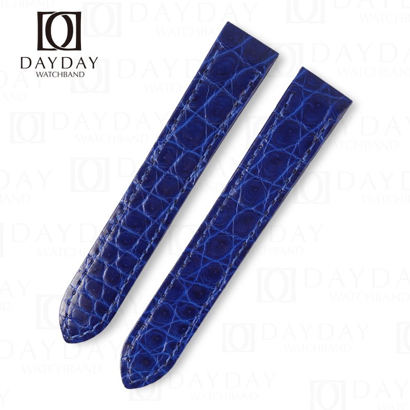 Custom Personalized Blue crocodile leather watch band replacement fit for Santos de Cartier Galbée aftermarket