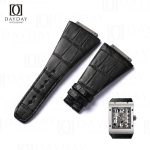Custom Red with black croco leather watch strap replacement fit for Richard Mille RM016 Watch Automatic Extra Flat