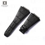 Custom Red with black croco leather watch strap replacement fit for Richard Mille RM016 Watch Automatic Extra Flat (2)