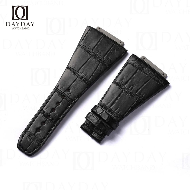 Custom Red with black croco leather watch strap replacement fit for Richard Mille RM016 Watch Automatic Extra Flat (2)