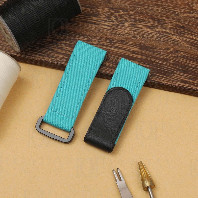 Custom Tiffany Blue Nylon fabric Cartier Santos watch strap replacement for sale (2)