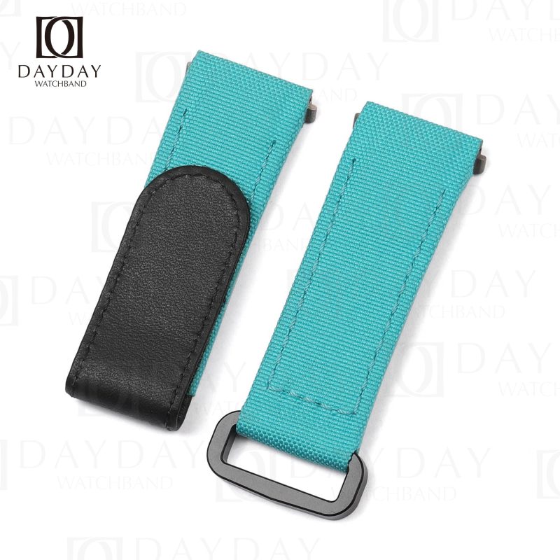 Custom Tiffany Blue Nylon fabric Cartier Santos watch strap replacement for sale