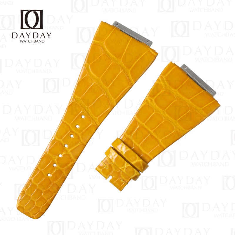 Custom Yellow with Tiffany Blue croco leather watch strap replacement fit for Richard Mille RM016 Watch Automatic Extra Flat