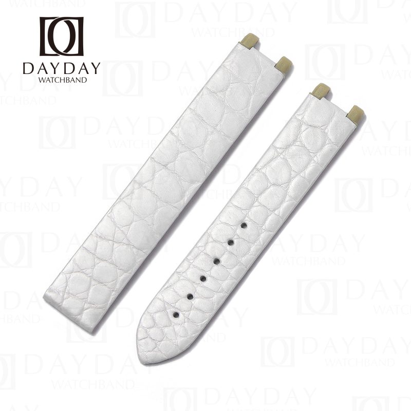 Custom alligator leather White Omega Deville ladies watch strap 16mm for sale