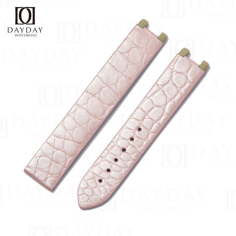 Custom alligator leather pink Omega Deville ladies watch strap 16mm for sale (2)
