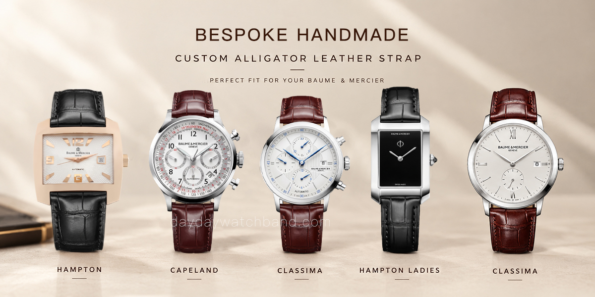 Custom Alligator Leather Strap for Baume & Mercier (Multiple Colors) 4 Custom alligator strap for Baume Mercier watch