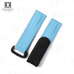 Custom baby blue Flat end Rolex Omega IWC rubber Velcro watch band 20mm strap replacement for sale