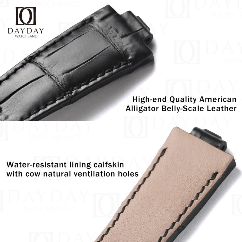 Custom best alligator leather watch bands replacement for Ulysse Nardin Marine for sale