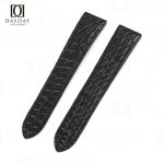 Custom black round-scale alligator leather watch strap replacement for sale fit for Cartier Santos Galbee (2)