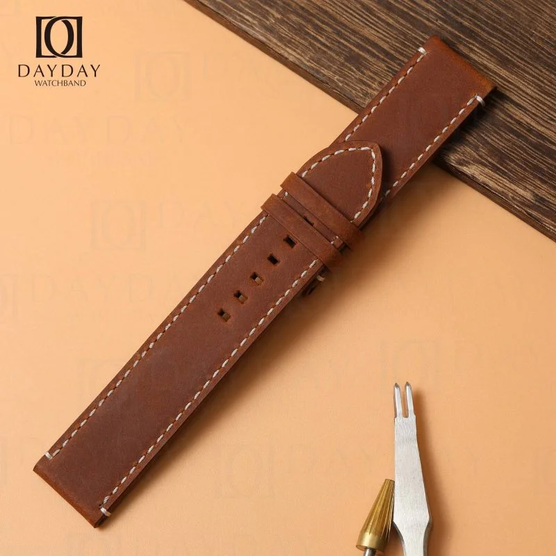 Custom brown Suede leather watch bands straps replacement alternative for Tudor Heritage Black Bay Bronze 58 36 41 timepiece aftermarket