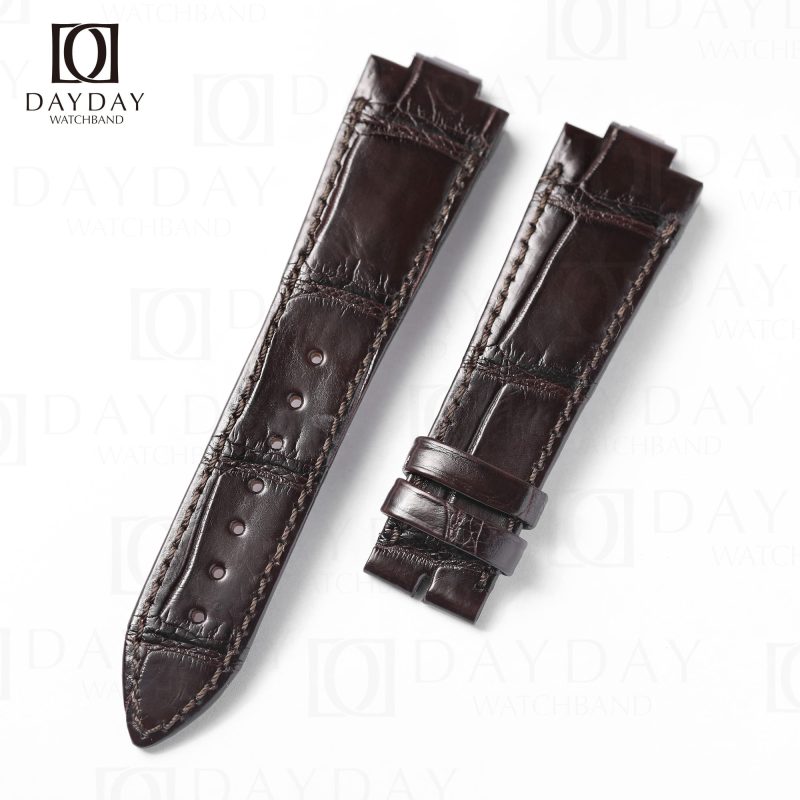 Custom brown best alligator leather watch bands replacement for Ulysse Nardin Marine for sale