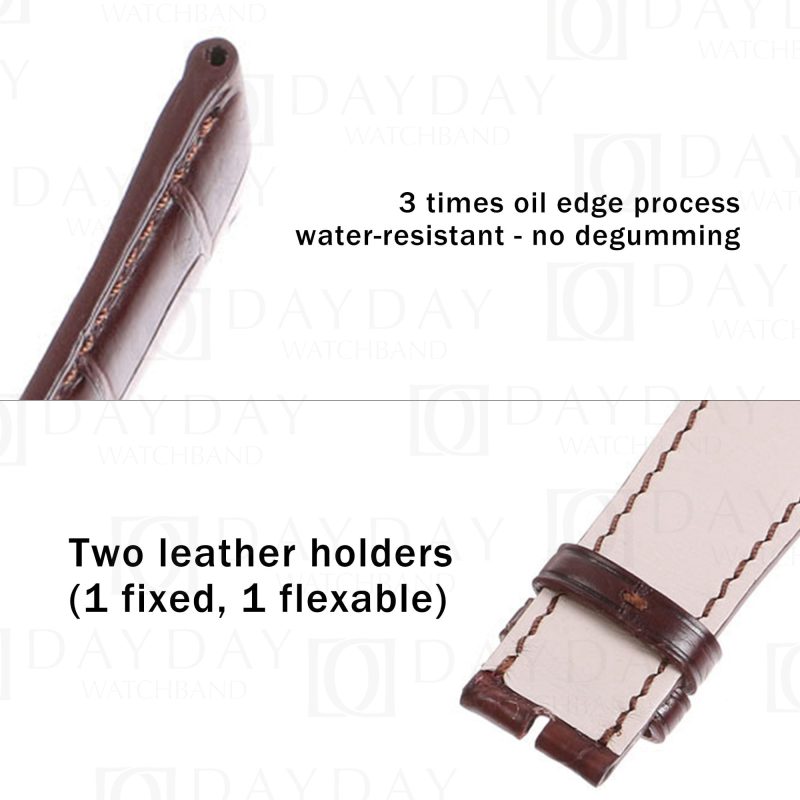 Custom brown crocodile leather Blancpain Villeret Chronograph watch straps replacement (2)